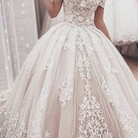 Off the Shoulder Open Back Ivory Lace Wedding Dresses,Charming Bridal Gown,475 - Thumbnail 1