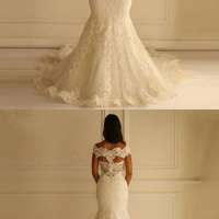 Off the Shoulder Sweetheart Bridal Dress with Lace,Mermaid Wedding Dress,Custom Made Wedding Dress,483 - Thumbnail 1