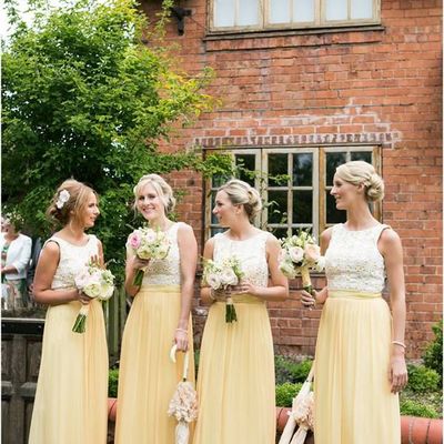 Long bridesmaid dresses, yellow bridesmaid dresses, lace bridesmaid dress, cheap bridesmaid dress, modest bridesmaid dresses,487 - Thumbnail 4