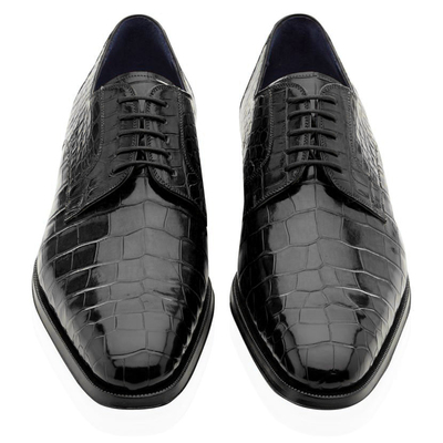 Men's black alligator leather lace up shoes  - Thumbnail 4