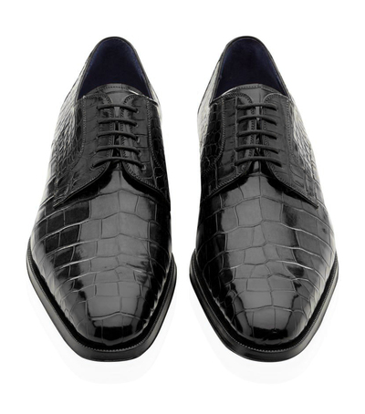 Men's Black Alligator Leather Lace Up Shoes 