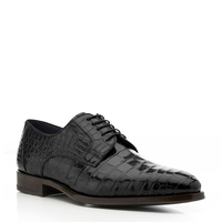Men's Black Alligator Leather Lace Up Shoes  - Thumbnail 1