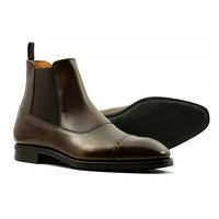 Men's Chelsea Leather Ankle Boots, Brown Boots  - Thumbnail 2