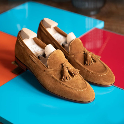 Suede tussle leather shoes, bespoke party brown shoes, men leather shoes - Thumbnail 4