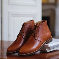 Decent Gift Handsome Brown Men Leather Chukka Lace up Casual Boot - Thumbnail 4