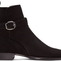 New Handmade Men’s Black Color Boots,Suede Ankle High Jodhpur Dress Buckle Boots - Thumbnail 4