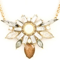 Stone Pendant Necklace Set - Gold - Thumbnail 1