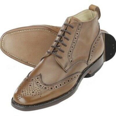 New pure handmade camel genuine leather lace up chukka boots for men's - Thumbnail 2