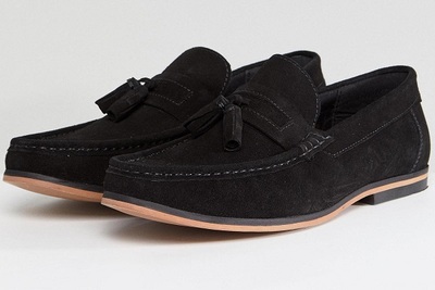 Men's Handmade Stylish Black Penny Suede Tassel Loafer Shoes, Men Slip On Shoes