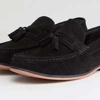 Men's Handmade Stylish Black Penny Suede Tassel Loafer Shoes, Men Slip On Shoes - Thumbnail 4