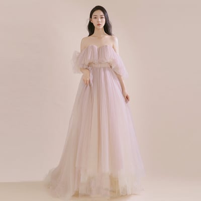 Cute tulle long prom dress formal dress