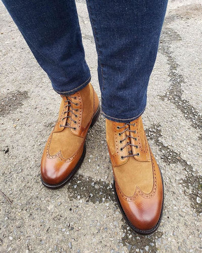 Latest Mens Formal Western Style Oxford Brown Leather Suede Shoes