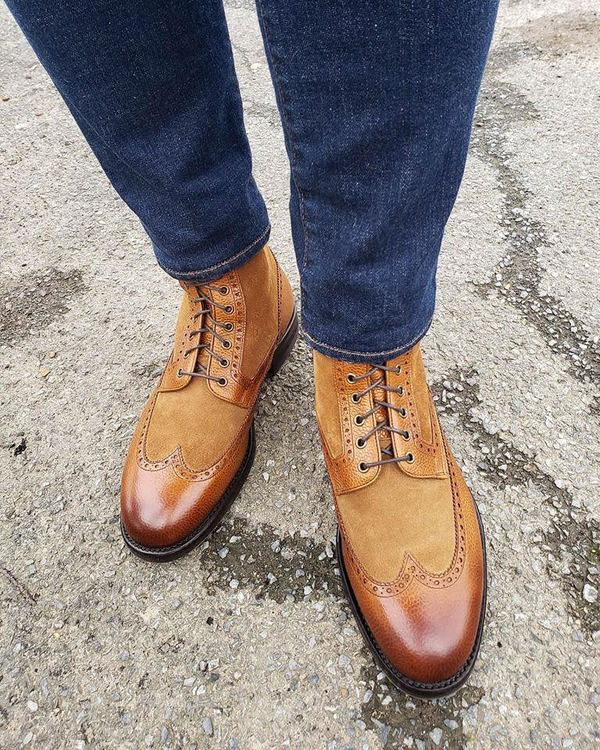 Latest Mens Formal Western Style Oxford Brown Leather Suede Shoes