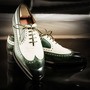 Men's Two Tone Wing Tip Leather Lace Up Shoes-1