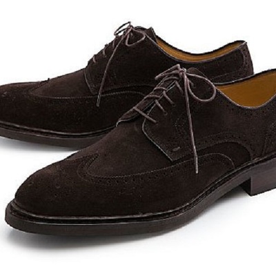 Optimal livid brown wingtip derby royal leather men's dress shoes made by hand