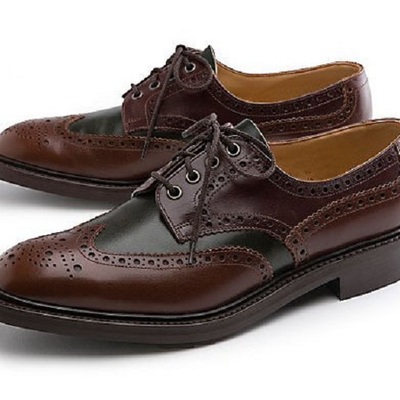 Customize handmade spectator derby genuine leather men's formal dress shoes
