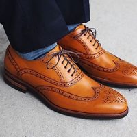Handmade Pirate Gold Premium Quality Leather Full Brogue Balmoral Dress Shoes - Thumbnail 4