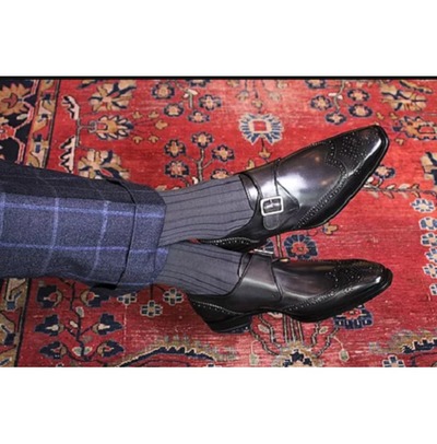 Handmade Mens Leather Wingtip Brogue Dress Shoes Black Formal Shoes for Men