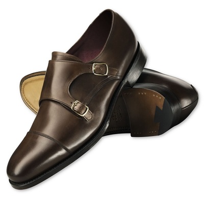 Customize Hickory Dual Monk Strap Cap Toe Real Leather Exceptional Dress Shoes