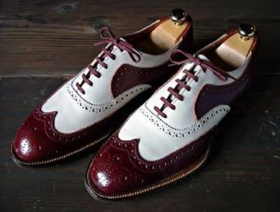 Handmade men brown spectator shoes, wingtip brogue shoes for men, dress shoes