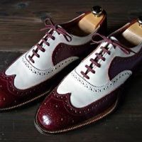 Handmade men brown spectator shoes, wingtip brogue shoes for men, dress shoes - Thumbnail 4