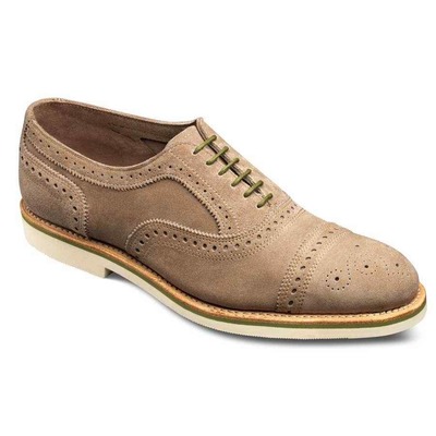  decorative oxford ecru color semi brogue men's real suede leather dress shoes