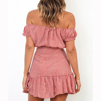 Women'S Printed Word Shoulder Dress - Thumbnail 3