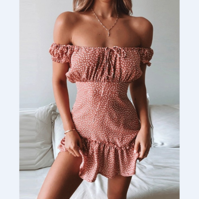 Women's printed word shoulder dress - Thumbnail 3