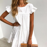 Round Neck Ruffle Cake Dress - Thumbnail 1