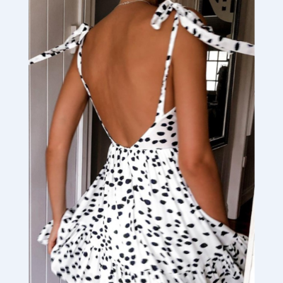 Sexy leopard print sling open back dress - Thumbnail 2
