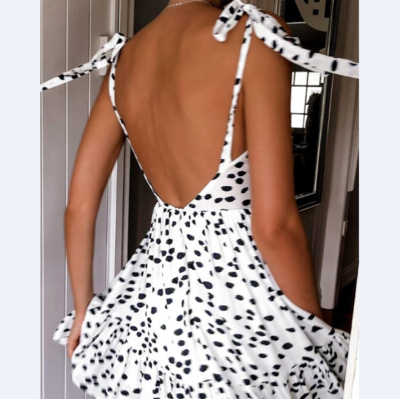 Sexy Leopard Print Sling Open Back Dress