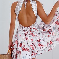 Backless Sexy Sling Print Dress - Thumbnail 1