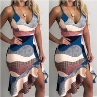 Low Chest V-Neck Ruffled Bag Hip Dress - Thumbnail 1