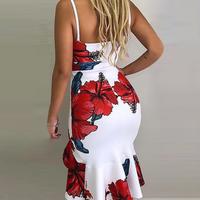 Retro Sling V-Neck Flouncing Dress - Thumbnail 1