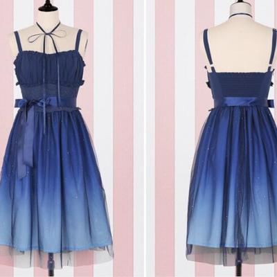 Starry sky gradient lace dress