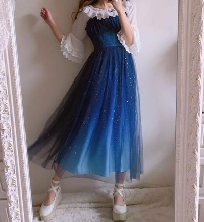 Starry Sky Gradient Lace Dress