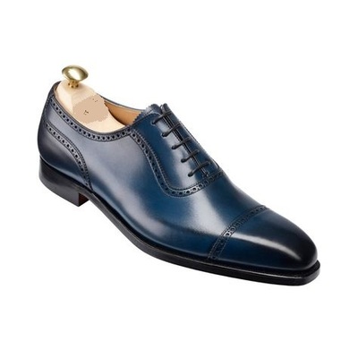 Stylish handmade men blue derby shoes, blue burnished men formal dress shoes