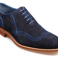 Stylish Men's Oxford Suede Blue Color Handmade Handcrafted Casual Dress Shoes - Thumbnail 4