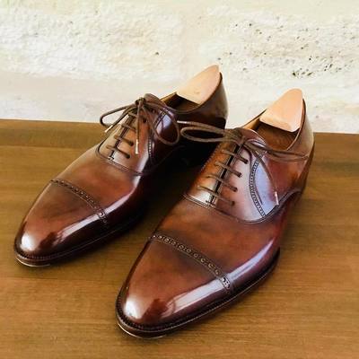 Elegant Handmade Men's lace up leather dress shoes, formal oxford shoes for men