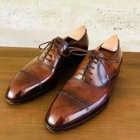 Elegant Handmade Men's lace up leather dress shoes, formal oxford shoes for men - Thumbnail 1