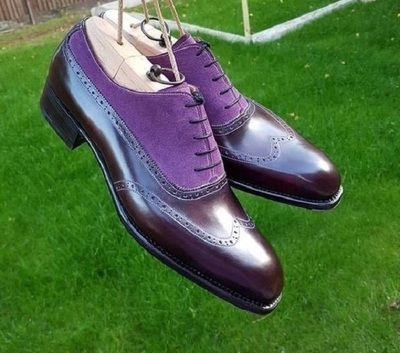 Stylish Handmade leather Men's dress Shoes, Custom purple leather shoes for men