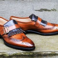Stylish Men's Handmade Tan loafers hand painted Custom Made dress Shoes for men - Thumbnail 4