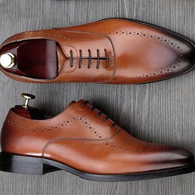Stylish handmade men two tone brown leather shoes, men's dress oxfords shoes