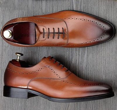 Stylish Handmade Men Two Tone Brown Leather Shoes, Men's Dress Oxfords Shoes