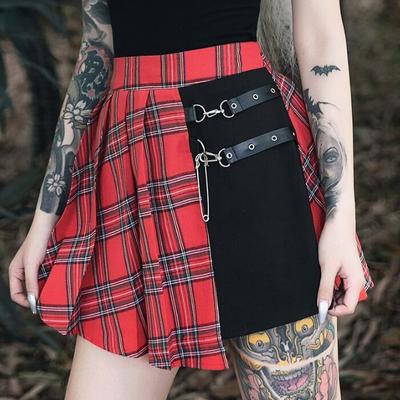 High waist patchwork plated skirt