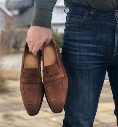 Brown Penny Suede Loafers shoes For Men's