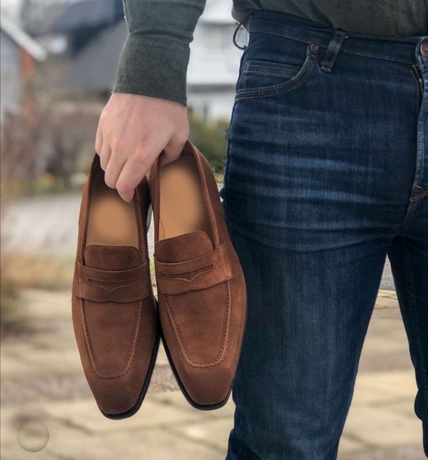 Brown Penny Suede Loafers shoes For Men's