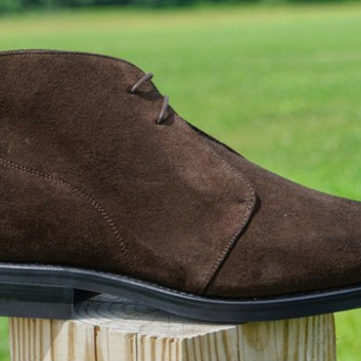 New style mens dark brownish suede chukka lace up western style boot - Thumbnail 4