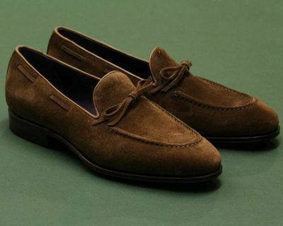 Handmade men borwn suede moccasin, men leather dress shoes, slip ons shoes men