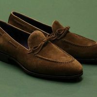Handmade men borwn suede moccasin, men leather dress shoes, slip ons shoes men - Thumbnail 1